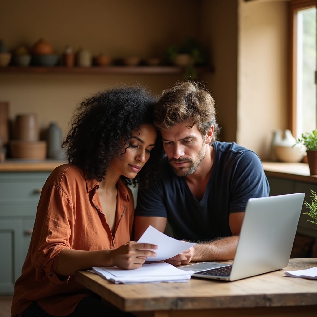 Coppia che pianifica le finanze domestiche insieme